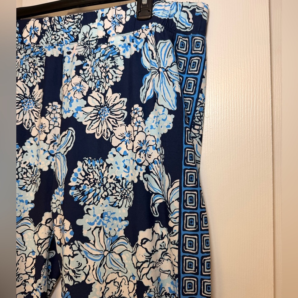 Lilly Pulitzer Bal Harbour Palazzo Pants XL Low Tide Navy Bouquet Wide Leg 32” - Picture 11 of 14